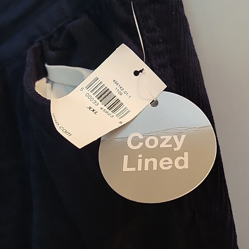 Gap boys navy elastic waist corduroy cargo lined joggers  xxl